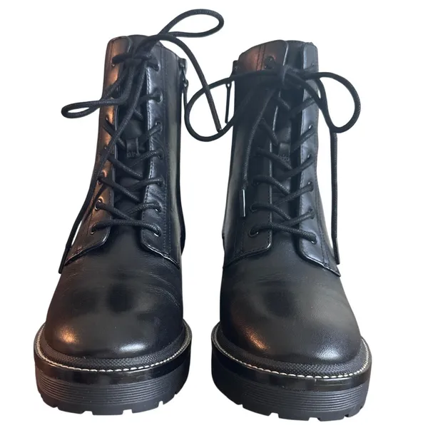 Tory Burch Miller 50mm Black Leather Lug Sole Combat Boots Size 8 - Image 3