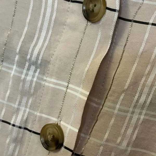 Ann Taylor Tan Plaid Dressy Blouse M - Image 4