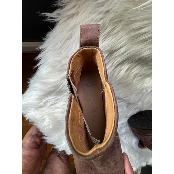 UGG Brown Leather Ankle Boots - Image 5