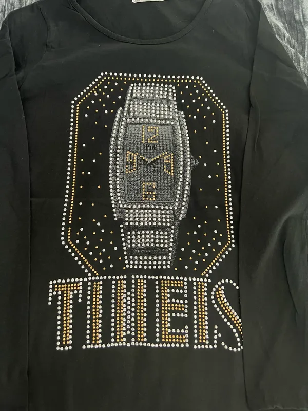 Stylish Black Pol Top with Gold Accents - Image 2