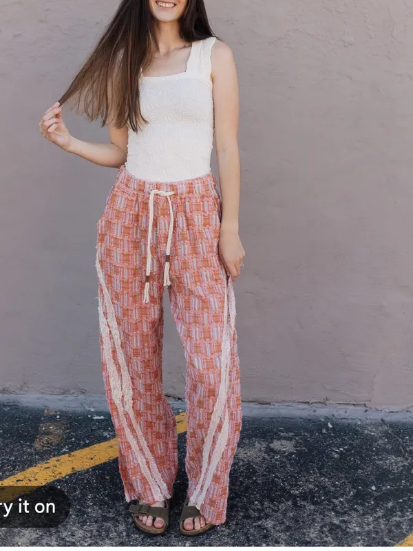 POL lace trim wide leg pants - Image 3