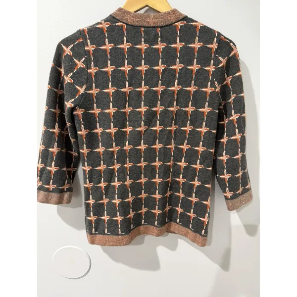 Anthropologie Field Flower Wool Blend Cardigan Sweater Women's Sz S Gray/Orange - Image 4