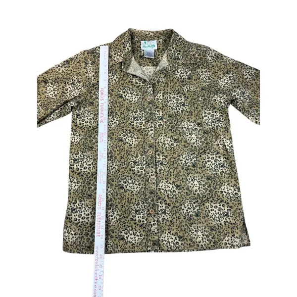 Vintage Leopard Print Rhinestone Button Up Shirt Quacker Factory Animal Print Sm - Image 5