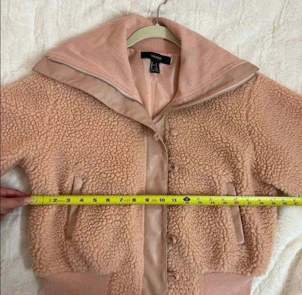 Forever 21 Light Pink Faux Shearling Oversized Teddy Jacket Fleece Sherpa Coat Size Medium - Image 9