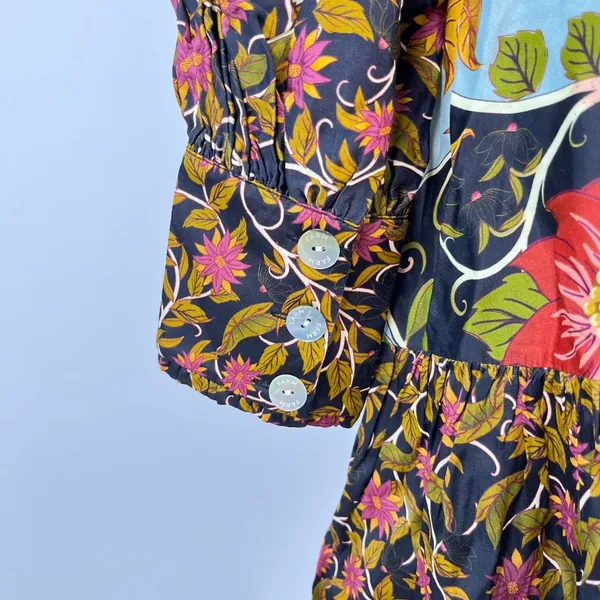 NWOT Farm Rio Floral Swans V-Neck Long Sleeves Mini Dress Size M - Image 7