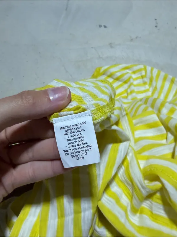 J. Crew vintage graphic tees Yellow Stripe 'Bon Voyage' Tee medium cotton - Image 5