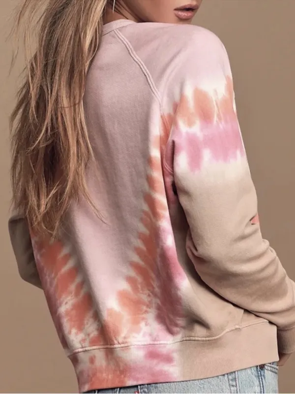 EUC DAYDREAMER Varsity Mauve Multi Tie-Dye Pullover Sweatshirt Size Small - Image 4