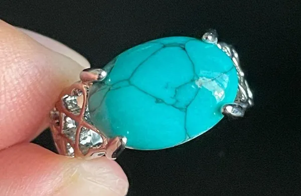 Turquoise stone S925 sterling silver ring size 7 - Image 5