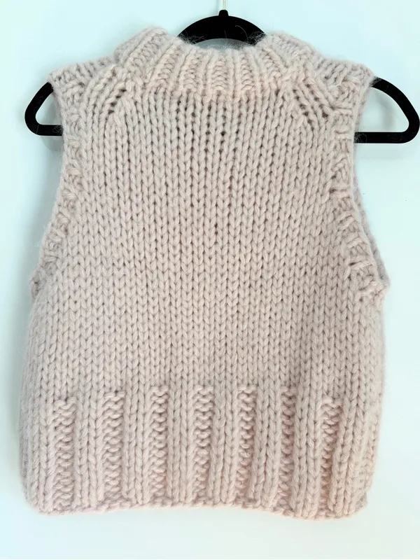 Zara alpaca wool vest thick knit chunky pink size small - Image 4