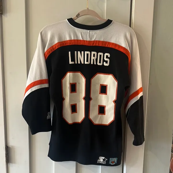 Starter Black and‎ White Hockey Jersey with Orange Accents - Image 2