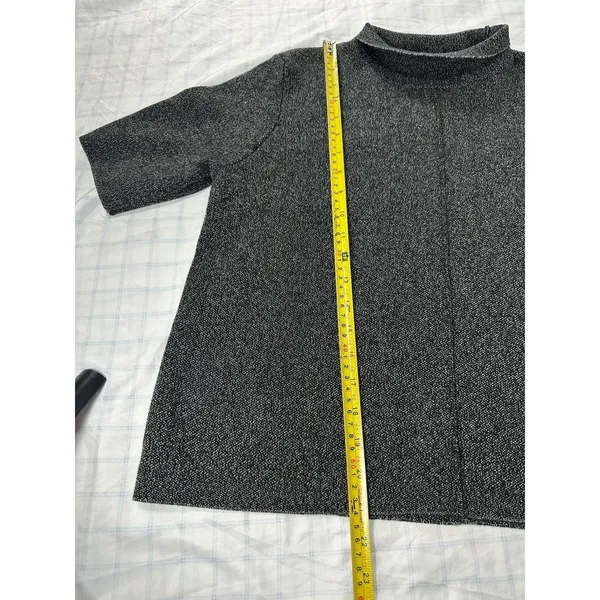 Zara Knit Women’s Gray Mock Neck Short Sleeve Sweater Top - Size L - Minimalist - Image 4