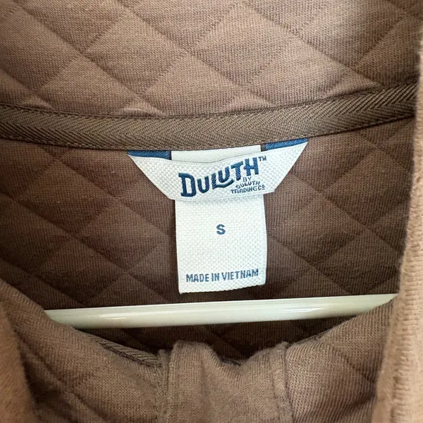 Duluth‎ Trading Co Quilted Snap Neck Pullover Sweatshirt Taupe Brown Size S - Image 4
