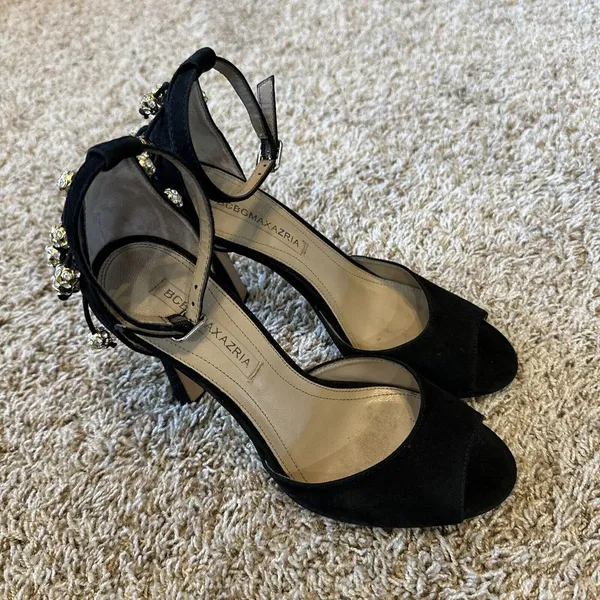 BCBG MAXAZARIA Women Size 6-6.5 Studded Rhinestone Open‎ Toe Sandals Heels Pumps - Image 2