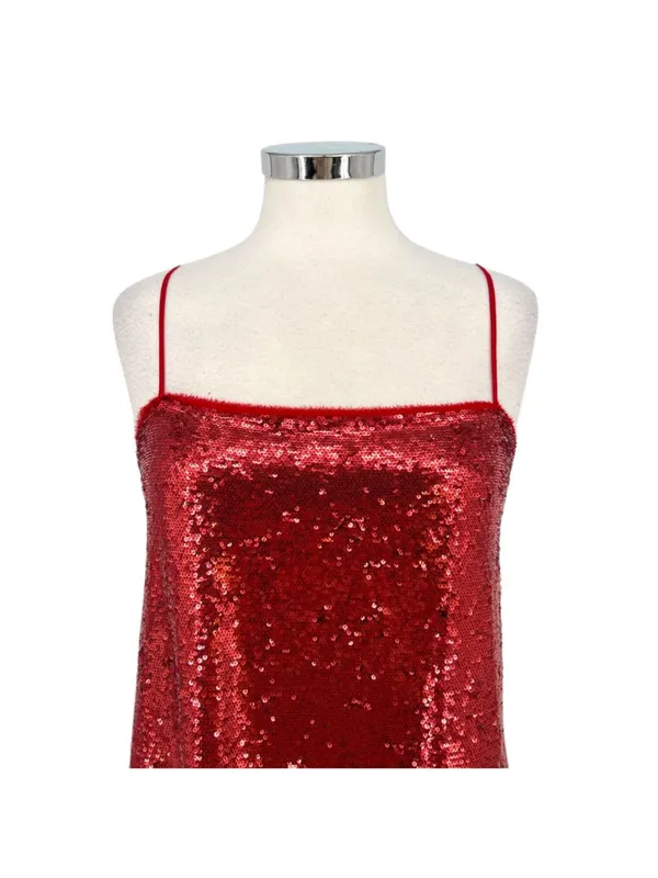 Free People Intimately Time To Shine Glam Red Sequin Mini Slip Dress Size Small - Image 2