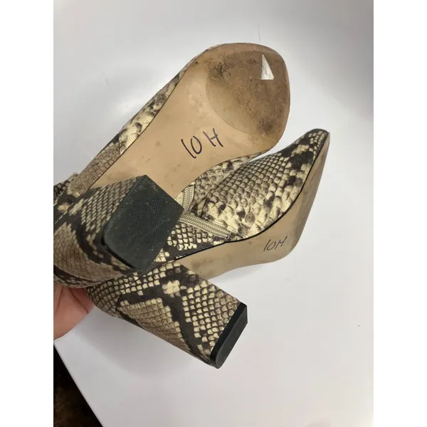 Steve Madden Tristine Booties Women 10M Tan Snakeskin Excellent Block Heel Zip - Image 8