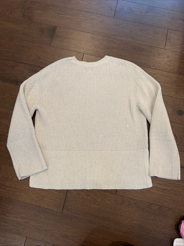 GAP Cream Ribbed Shimmer Crewneck Sweater Size Medium - C11-638 - Image 8