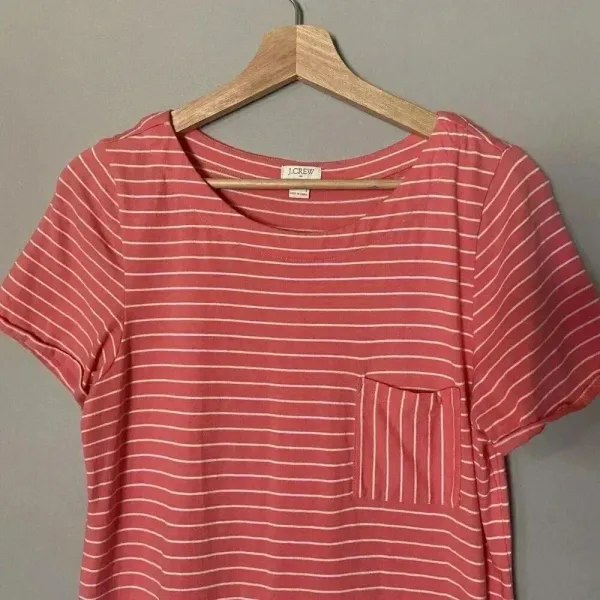 Jcrew knit midi T-shirt dress pink stripes‎ size Small Cotton - Image 3