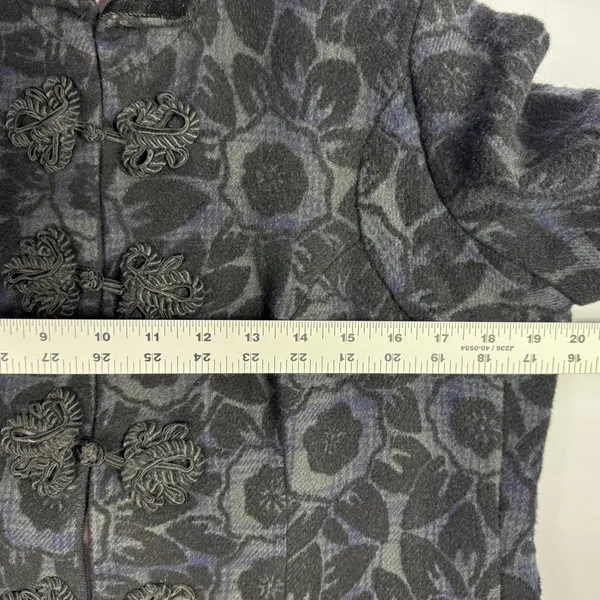Custom Black Jacquard Long Coat Womens Medium Goth Wool Maxi Overcoat Witchy VTG - Image 10