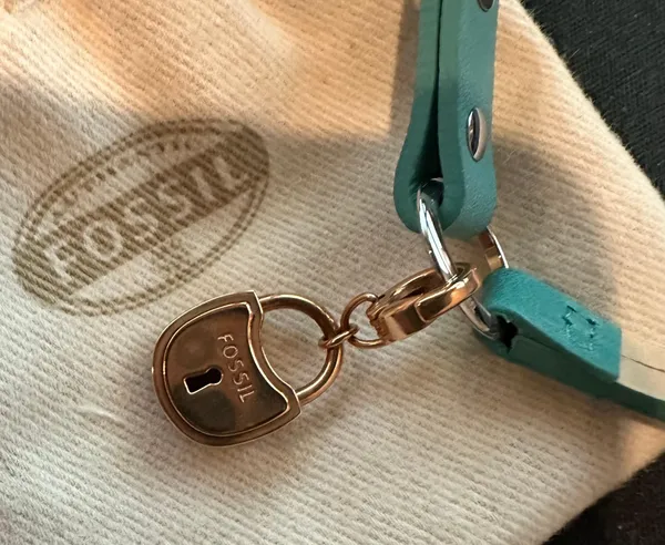 Fossil Leather Bracelet With Rhinestone Lock Charm - Image 5