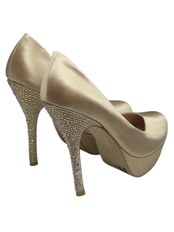Steve Madden ☀︎︎ Partyy-R Glitter Crystal Platform Stilettos Pumps ☀︎︎ Champagne - Image 3