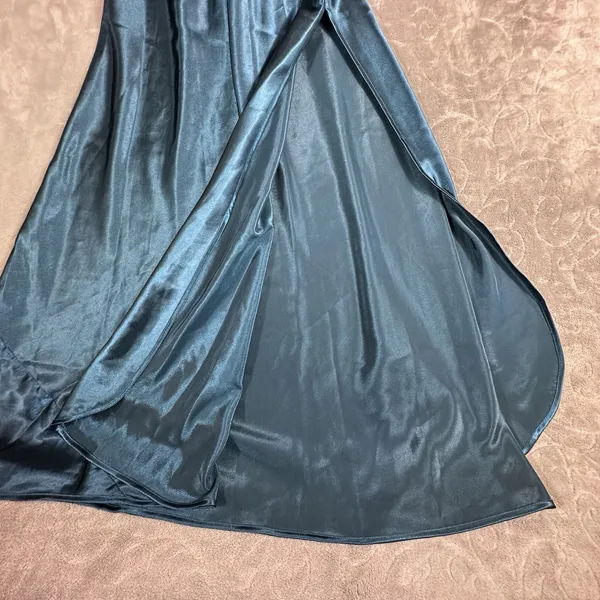 Victoria's Secret Gold Label Teal Satin Lace Nightgown M Lingerie Elegant Vintage - Image 7