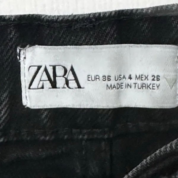 ZARA‎ Black Rigid Denim High Rise Ripped Distressed Wide Leg Full Length Jeans 4 - Image 10