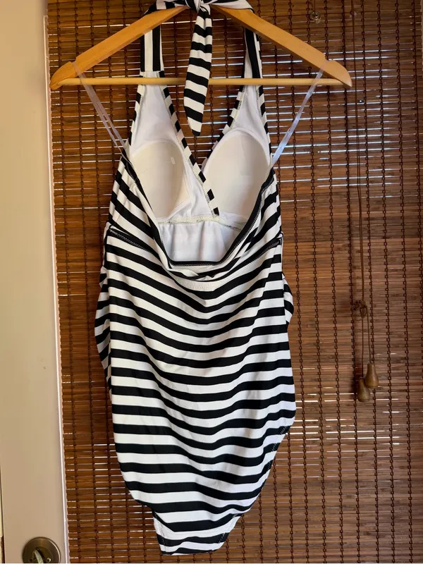 NWT Motherhood Maternity Beach Bump Striped One Piece Swimsuit Small - Image 5