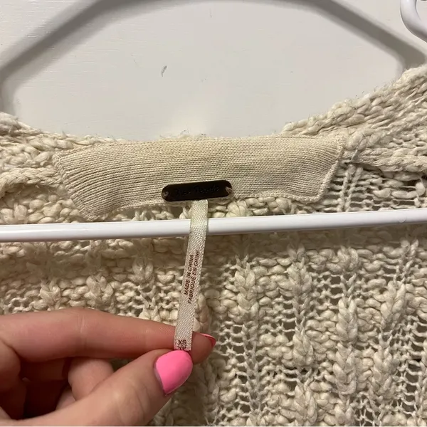 Free People Cream Button Front Cardigan Sweater - Image 4