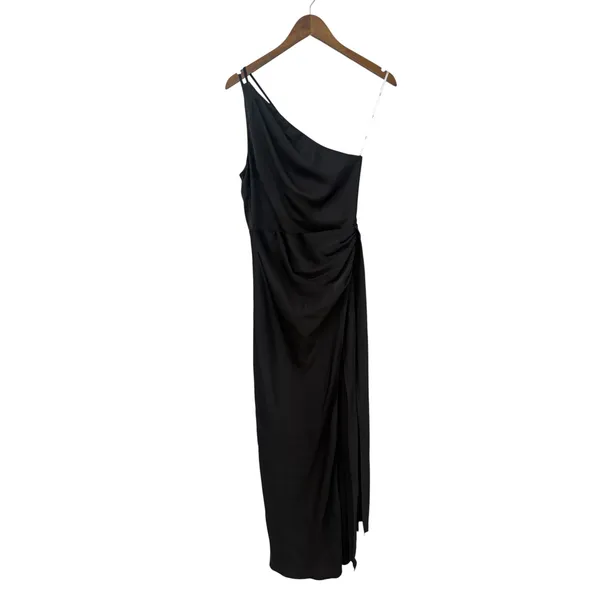 Lulus Dreaming of Elegance Black Satin One-Shoulder Maxi Dress size Small NWT - Image 4