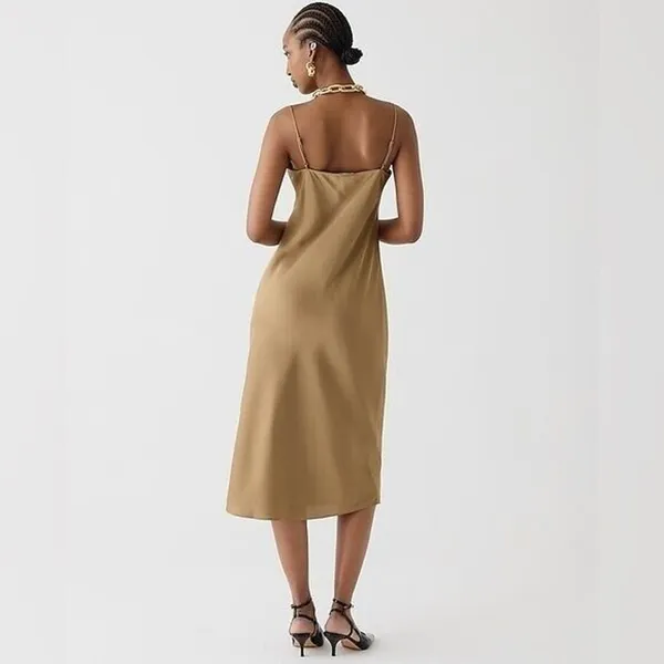NWT sz 00 xs J. Crew Gwyneth slip dress in luster charmeuse Camel BV496 xs - Image 2