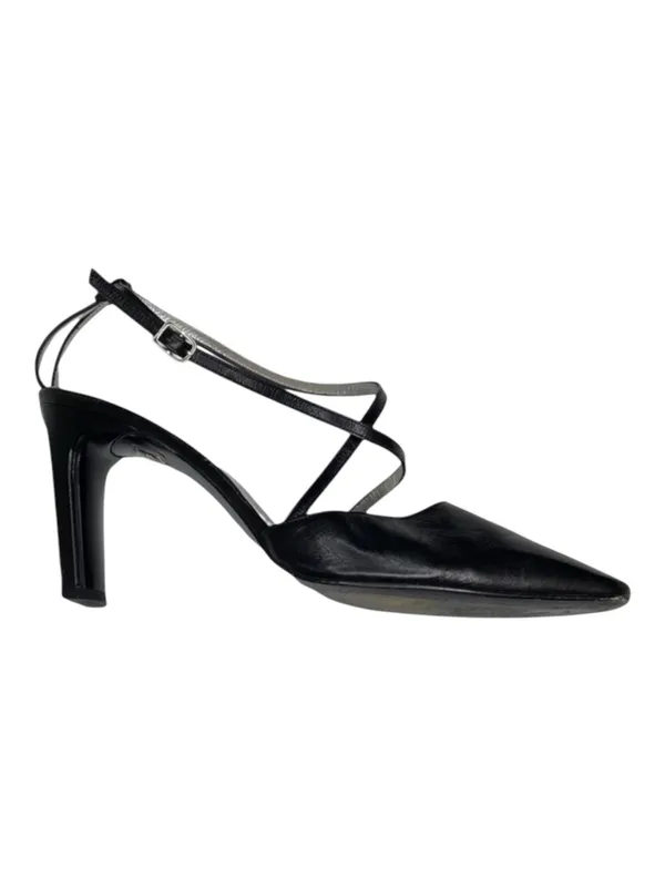 Vintage Luxe: Charles Jourdan  Retro Ankle Strap Heels Sandals  Black Leather - Image 14