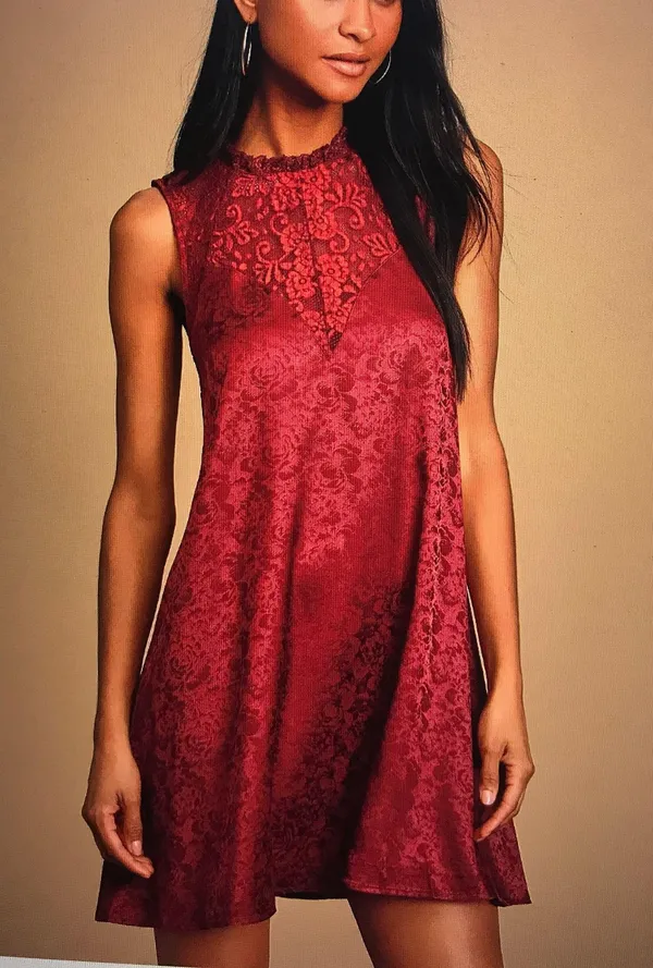 Lulus Wine Red Dress - Image 3