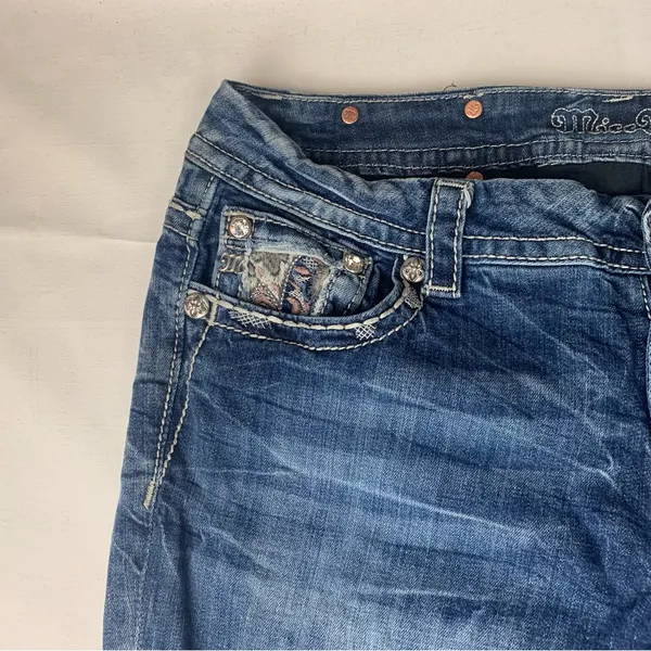 Miss Me size 31 mid rise easy boot jeans embroidered cowgirl western rodeo blue - Image 7