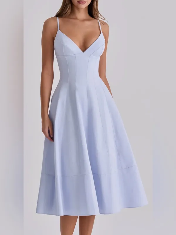 NEW House of CB Millie Bluebell Corset Bodice Stretch Cotton midi Dress sz XS - Image 3