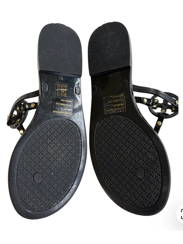 EUC Tory Burch Mini Miller Jelly Sandals Black Gold Size 10 Retail $125.00 - Image 8