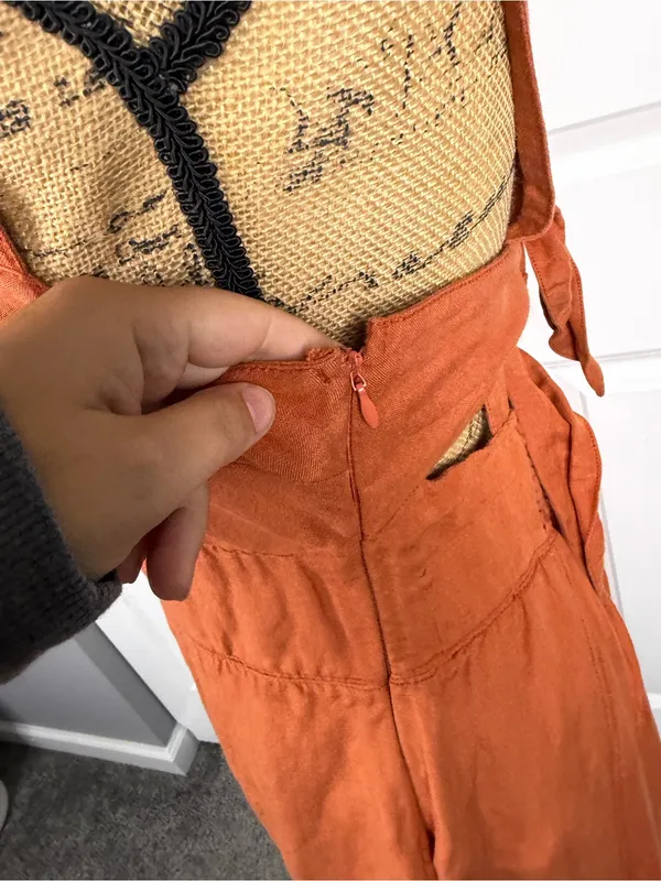 Anthropologie Maeve Size M Rust Orange Linen Blend Button Front Mini Dress - Image 8