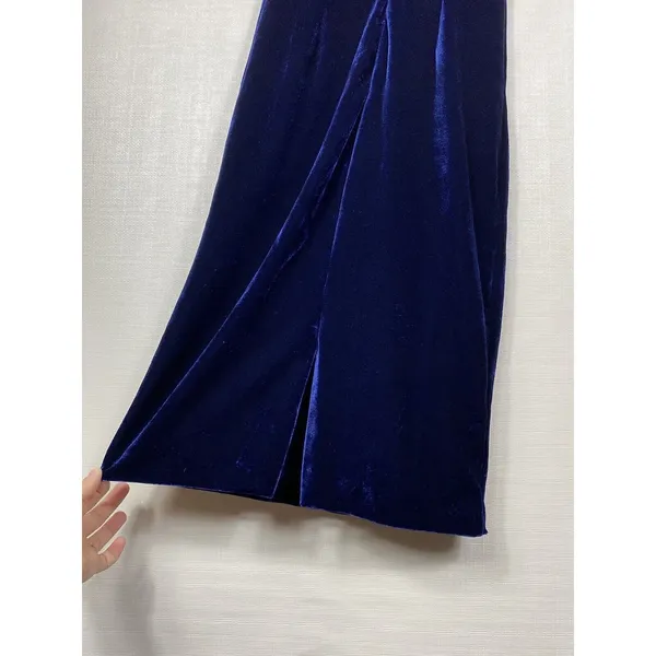 Reiss Mosaic Velvet Twist Front Dress Midnight Blue Sleeveless Sz US 2/UK 6‎ XS - Image 9