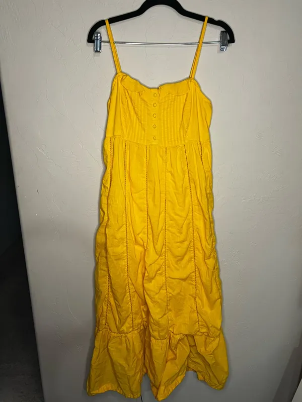 Maeve Arcadia Yellow Ruffled Spaghetti-Strap Tiered‎ Boho Maxi Dress - Image 4