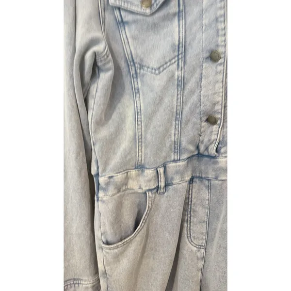 Z Supply Coyote Soft Cloth Denim Look Terry Cloth Romper Size Medium - Image 3