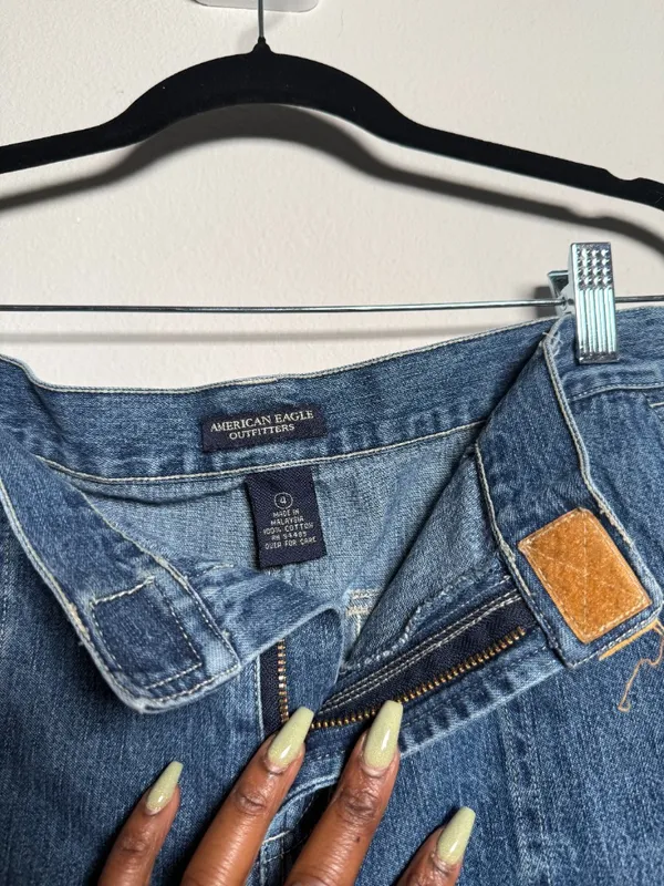 Vintage Y2K American Eagle Denim Blue Mini Skirt - Image 2