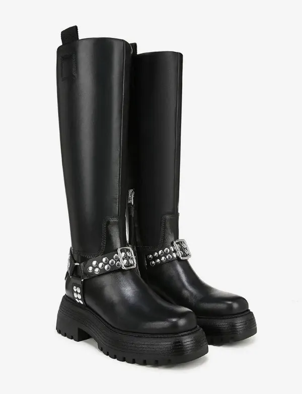 NEW Circus NY by Sam Edelman Hayes Women's Black Leather Stud Motorcycle Boot - Image 2