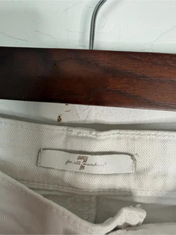 7 For All Mankind‎ White Cropped Wide Leg Jeans High Rise Size 28 - Image 3