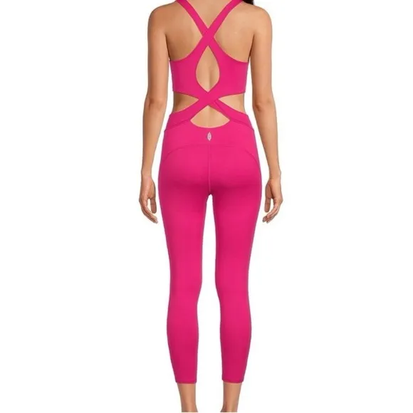 FREE PEOPLE MOVEMENT Back It Up Onesie Hot‎ Pink NWOT Size S Open Back Athletic - Image 6
