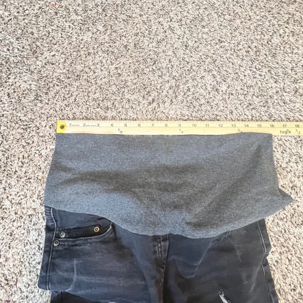 UrbanMA Womens Maternity Skinny Jeans Black Distressed Full‎ Belly Panel Size M - Image 3