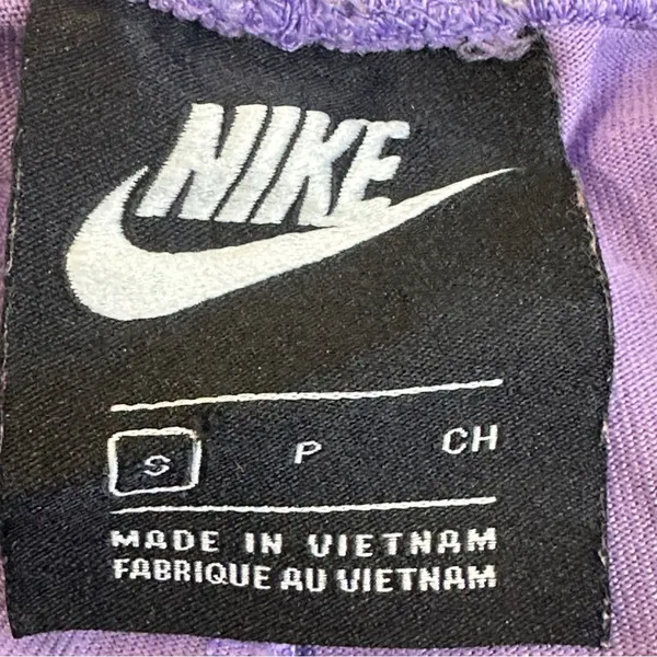 Nike Air Logo Print Jersey Shorts Purple Athletic High Waisted Size S - Image 5