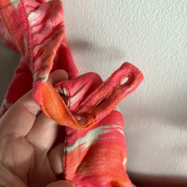 Time and Tru Flutter Sleeve Midi Dress Pink Orange Tie Dye Size M Pockets - Image 8