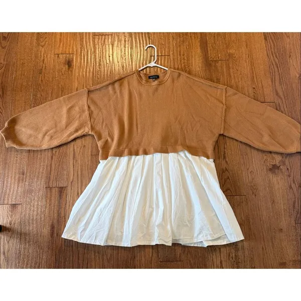 Jacquie the label sweater dress tan and white size M - Image 6
