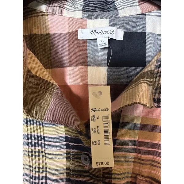NWT Madewell‎ Classic Ex-Boyfriend Shirt in Seconda Plaid Size XL - Image 5