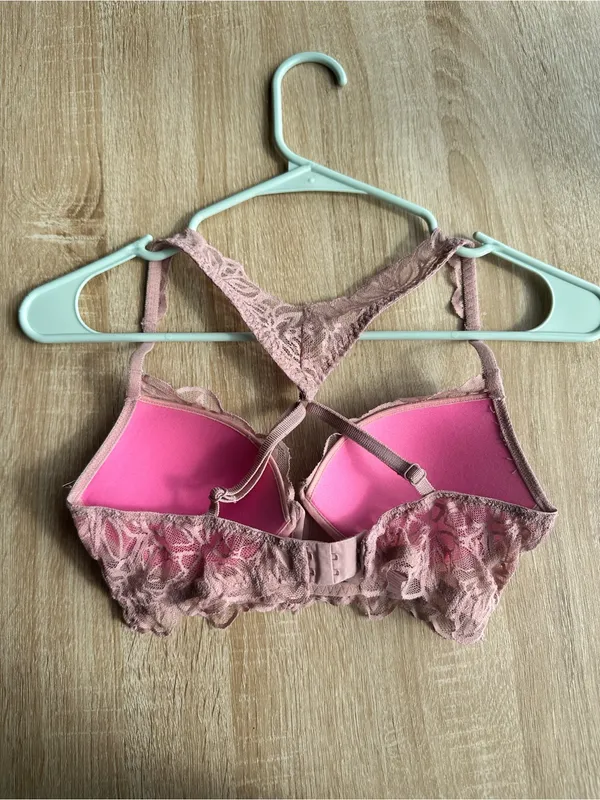 PINK Victoria's Secret Dusty Rose Lace Push-Up Bralette - Image 2