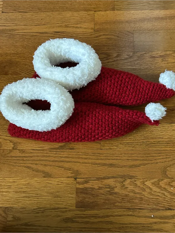 Red Knit Holiday Slippers - Image 2